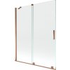 MEXEN/S - Velar Dvojkrídlová posuvná vaňová zástena 140 x 150 cm, transparent, ružové zlato 896-140-000-01-60