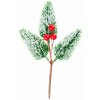 Vetvička MagicHome Vianoce, prírodná, s bobuľkami, zasnežená, 18 cm