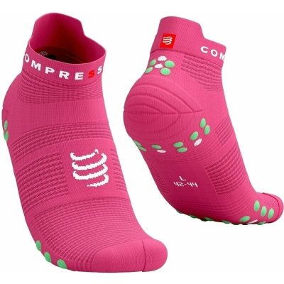 Compressport Pro Racing Socks v4.0 Run Low Hot Pink/Summer Green