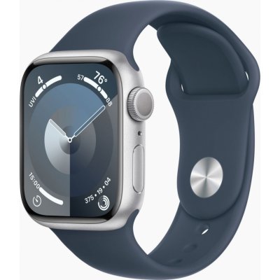 APPLE Watch Series 9 GPS 45mm Silver Aluminium Case with Storm Blue Sport Band - M/L