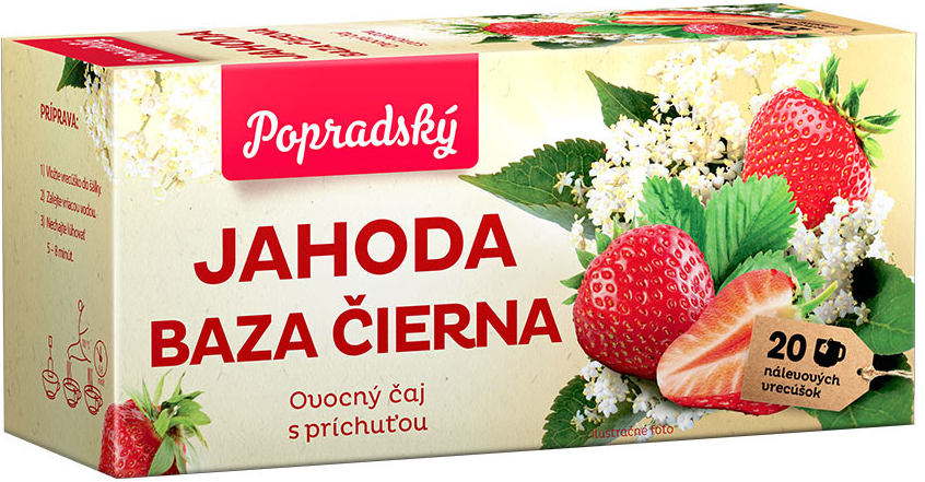 Popradský čaj Jahoda baza čierna ovocný čaj s príchuťou 20 x 2 g