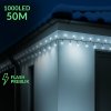 Vianočná led svetelná reťaz vonkajšia FLASH - 1000led - 50m - studená biela / studená biela