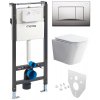 Mereo WC set - Rimless WC hranaté, modul pre sadrokartón, chróm hranaté tlačidlo matné