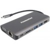 PremiumCord USB-C na HDMI+VGA+RJ45+2xUSB3.0+SD karta +3,5 mm+PD nabíjanie ku31dock08