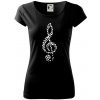 Husľový kľúč z nôt - Dámske tričko Pure - L ( Čierna )