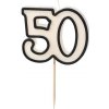 PartyDeco Narodeninová sviečka 50 - Čierno-biela