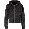 Ladies Short Oversized Towel Washed Zip Hoody black