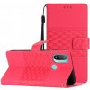Peňaženkové kožené puzdro Diamond Embossed Skin na Motorola Moto E20 / E30 / E40 - Červená