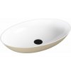 Polysan BANERA OVAL umývadlo na dosku, liaty mramor, 60x40cm, biela/béžová mat 14397.82