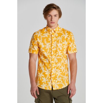 Gant košeľa reg cotton linen Palm SS shirt žltá