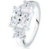 Šperky eshop - Zásnubný prsteň, veľký štvorcový zirkón, dva menšie po bokoch, striebro 925 S72.06 - Veľkosť: 54 mm