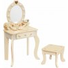 Veľký drevený toaletný stolík pre deti s LED osvetlením a stoličkou Elly Milly Mally