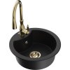 Mexen Diego, 1-komorový granitový drez 488x488x167 mm a drezová batéria Savita, čierna, 6512-77-672601-50