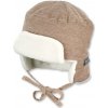 STERNTALER Čiapka letecká menčester na viazanie s kožušinou beige uni veľ. 47 cm- 9-12 m