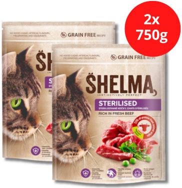 SHELMA Adult Sterile s čerstvým hovädzím mäsom 2 x 750 g
