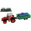 Teddies Traktor s vlekom s rotavátorom plast 52cm na zotrvačník 2 farby