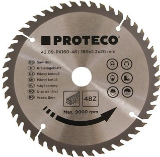 PROTECO 42.09-PK160-48 kotúč pílový s SK plátkami 160x2.2x20 48 zubov