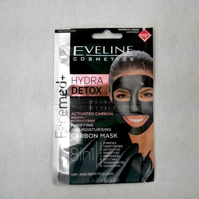 Eveline Cosmetics Hydra Detox čistiaca hydratačná maska s aktívnym uhlím 8v1 2 x 5 ml