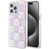 DKNY Liquid Glitter Checkered Pattern Zadní Kryt pro iPhone 15 Pro Max Pink DKHCP15XLCPEPP