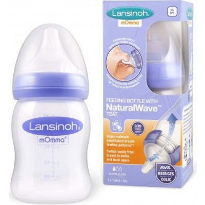 Lansinoh Dojčenská fľaša s NaturalWave TM cumlíkom 160ml, pomalý prietok