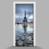 Samolepiace nálepky na dvere Eiffelova veža východ slnka 75x205