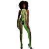 Ouch! Glow in the Dark Bodystocking with Halterneck Neon Green XL-4XL
