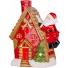 Dekorácia MagicHome Vianoce, Domček so santom na streche, LED, terakota, 2xAAA, 27x13x34 cm