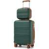 Kono cestovný kufor na kolieskach s kozmetickým kufríkom ABS - 8L/44L - zeleno-hnedý