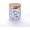 Sklenená dóza s bambusovým vekom MODRÉ KVETY 440 ml