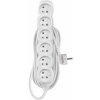 EMOS Predlžovací kábel 5 m / 6 zásuviek / biely / PVC / 1,5 mm2