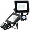 Vonkajšie LED reflektory 10W 735lm 6500K studená biela 120° so senzorom pohybu IP44 IK05 Black MHC Kobi
