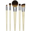 EcoTools Start The Day Beautifully štetec na make-up + štetec na tieňovanie a prechody + štetec na tieňovanie a prechody + skosený štetec na očnú linku + štetec na lícenku + puzdro na štetce