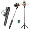 Techsuit - Selfie Stick (K13) selfie tyč s kompaktným statívom, Bluetooth diaľkové ovládanie, LED svetlo, skladacia, 84 cm – čierna