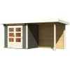drevený domček KARIBU KANDERN 2 + prístavok 235 cm vrátane zadnej steny (23611) terragrau LG3535