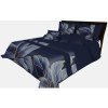 Dekoračný prehoz na posteľ v modro čiernej farbe a potlačou zlatých listov Šírka 170 cm | Dĺžka 210 cm modrá