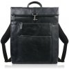 Paolo Peruzzi vintage kožený batoh na notebook s rolovacím vrchným dielom | čierna SL-02-BL