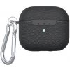 AppleKing obal s textúrou kože a karabínou pre AirPods 4 - čierny - možnosť vrátiť tovar ZADARMO do 30tich dní