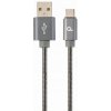 GEMBIRD Kábel CABLEXPERT USB 2.0 AM na Type-C kábel (AM/CM), 2m, metalická spirála, šedý, blister, PREMIUM QUALITY CC-USB2S-AMCM-2M-BG