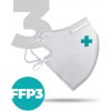 Nanolab nano bezpečný respirátor FFP3 biely medi logo krížok 3 ks