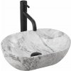 Rea Amelia Mini STONE MATT, umývadlo na dosku 380x260x130 mm, šedá-imitácia kameňa, REA-U9109