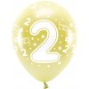 PartyDeco ECO balóny metalické zlaté s číslom 2