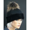 Splus Dámska kožušinová čiapka s brmbolcom z mývalovca 4783 čierna Veľkosť: 58/59 cm