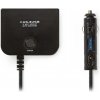 NEDIS univerzální DC/DC napájecí adaptér/ auto adaptér/ 180 W/ 4.0 A/ 3x 12 V DC zásuvka/ USB/ černý DCPA001
