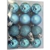 Vianočné ozdoby gule sklenené na drôte 3 cm 12 ks modré