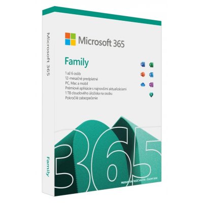 Microsoft 365 pre rodiny 1 rok SK, krabicová verzia, 6GQ-01601, nová licencia