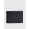 Calvin Klein Pánska kožená peňaženka Metal Ck Trifold 10CC W/Coin / Čierna