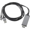 AppleMix Pripojovací kábel Lightning na HDMI vrátane konektora USB pre Apple iPhone/iPad a iné zariadenia - 2 m - čierny