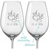 Svadobné poháre na víno Spojená srdce s monogramom, 2 ks