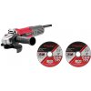 Brúska Worcraft AG08-115P, 710W, 115 mm, M14, uhlová, PROMO + 2 kotúče