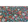 Bavlnená látka MISAKI kvety zelená šírka 160 cm